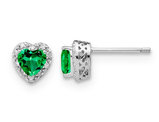 4/5 Carat (ctw) Lab Created Emerald Heart Earrings in Sterling Silver